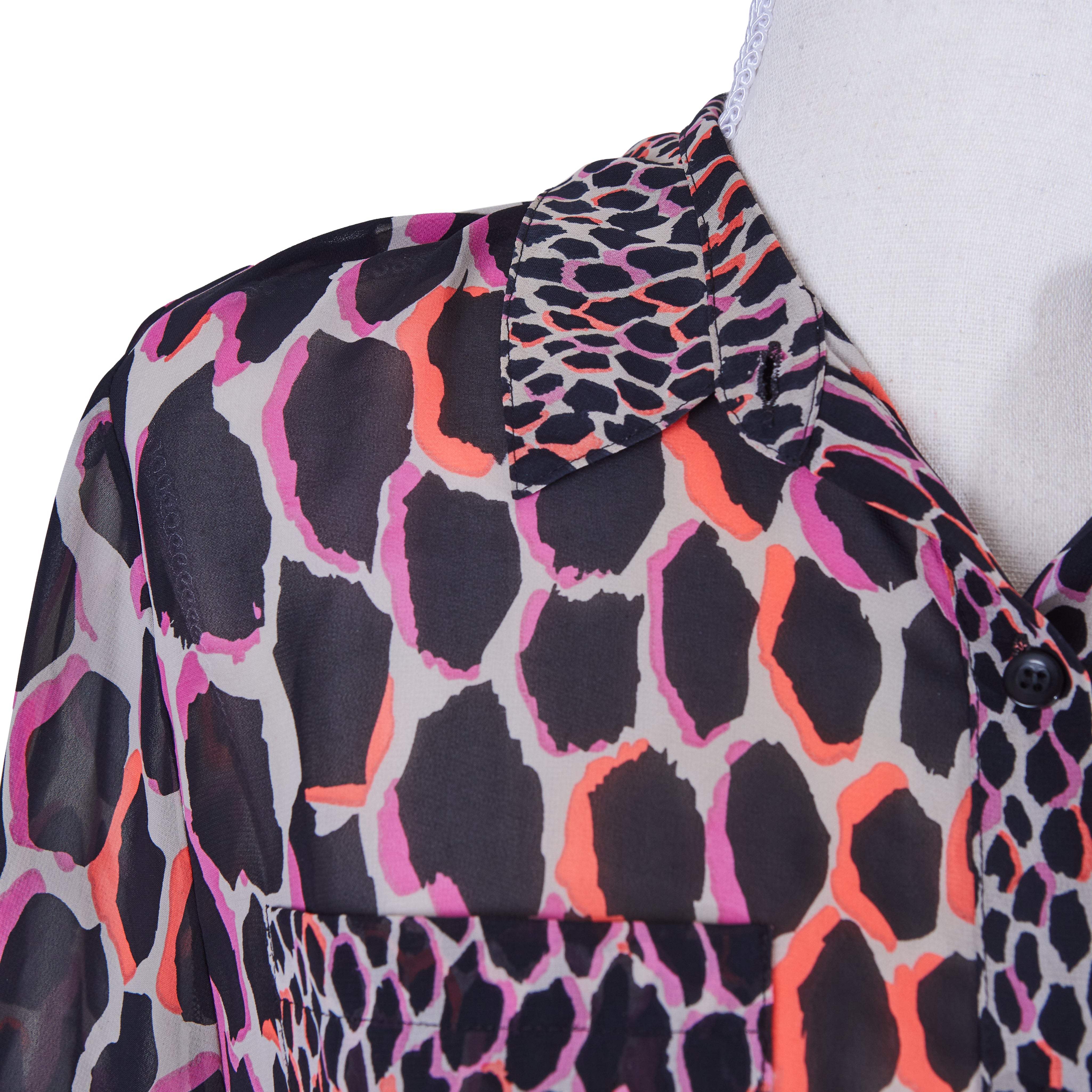 Life With Bird Black, Beige, Pink, Orange Sheer Short Sleeve Dress