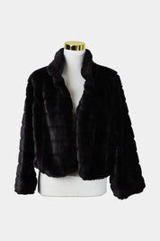 Face Off Black Faux Fur Cropped Jacket