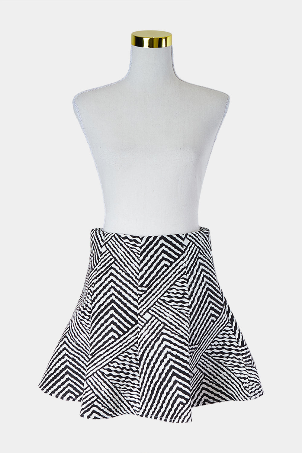 DECJUBA Black and White Fiit and Flare Skirt
