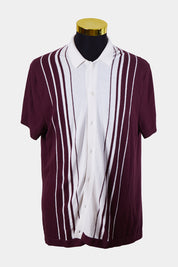 Abercrombie And Fitch Burgundy and White Knit Button Down Polo