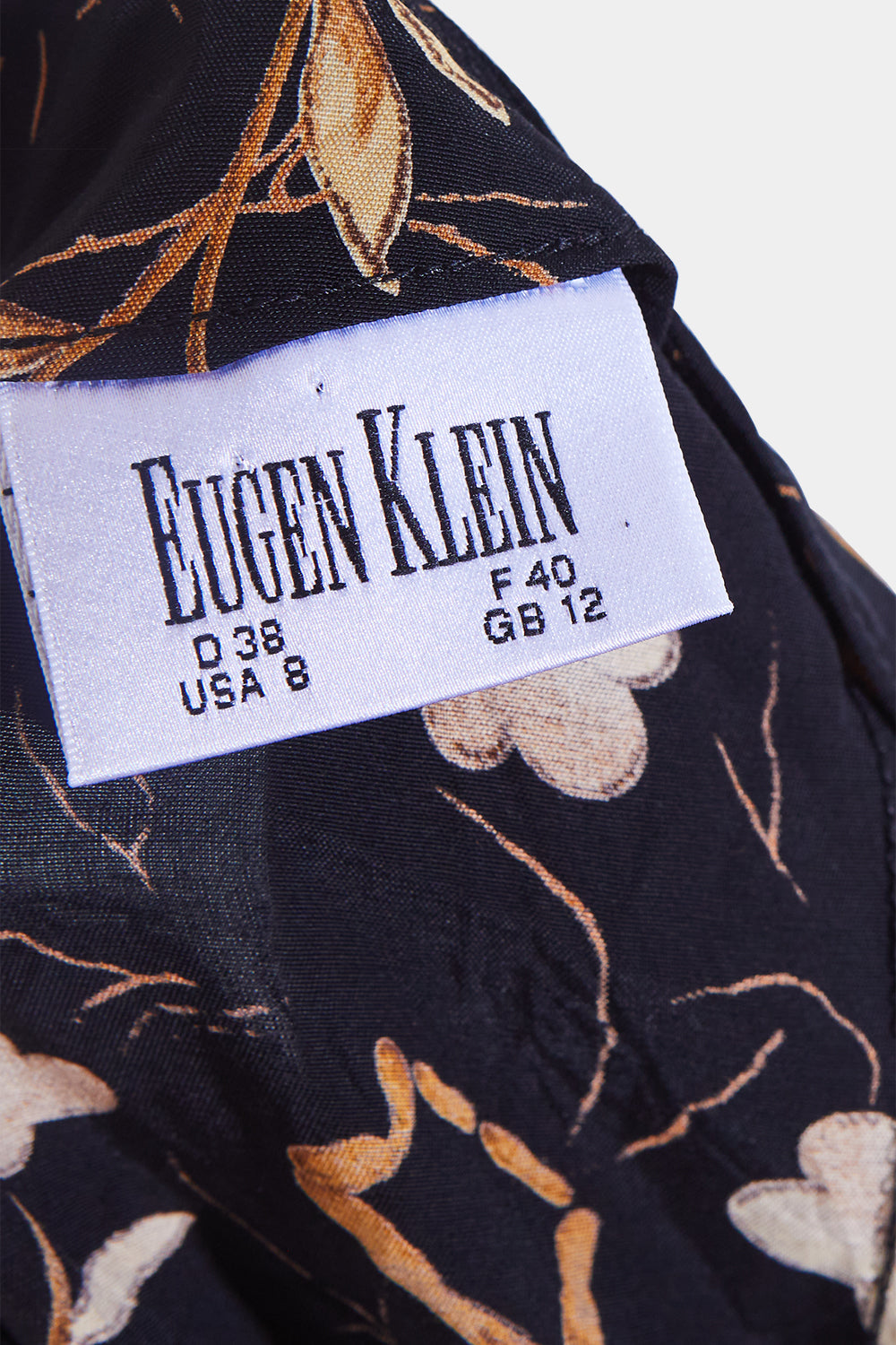 Eugen Klein Black and Yellow Floral V Neck Button Detail Dress