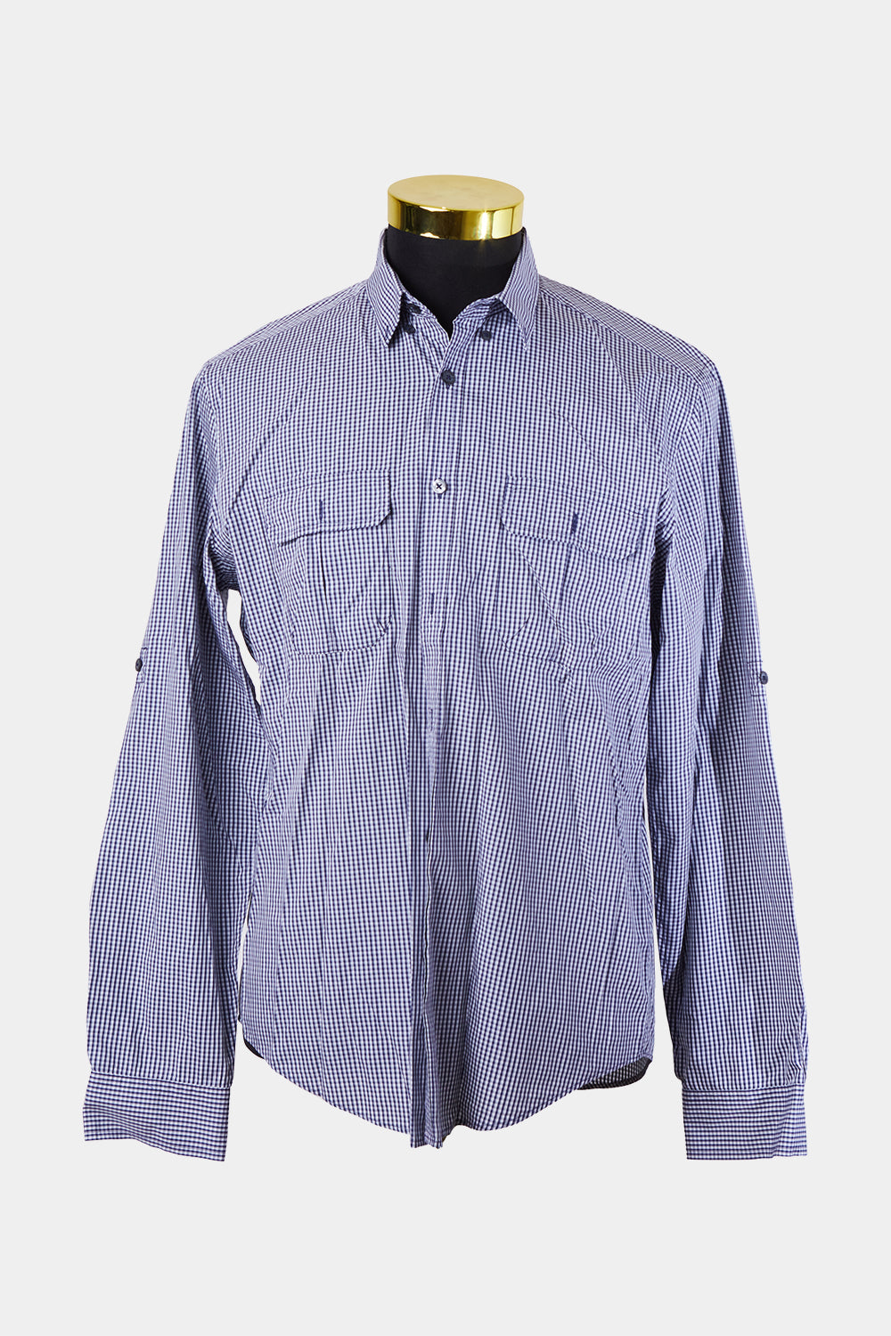 MARCS Navy and White Gingham Button Down Shirt