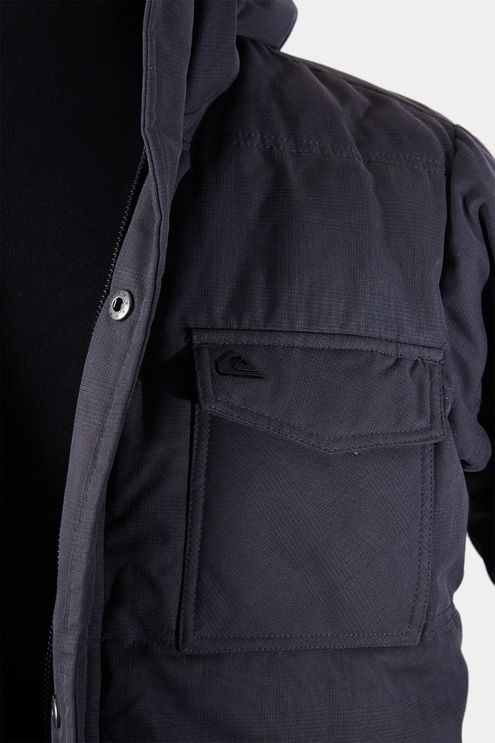 QUIKSILVER Grey Hooded Puffer Jacket