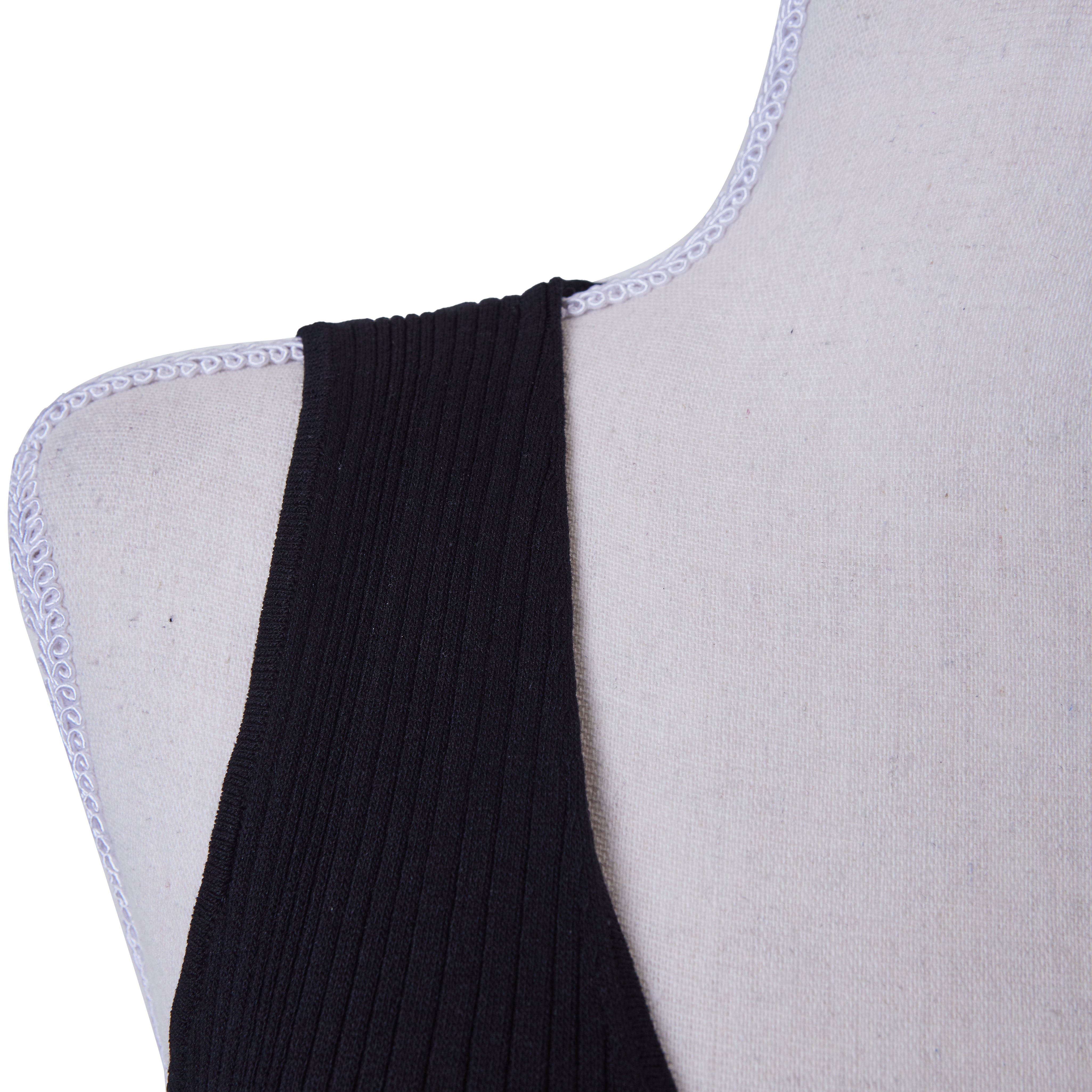 DECJUBA Black V Neck Knitted Midi Dress