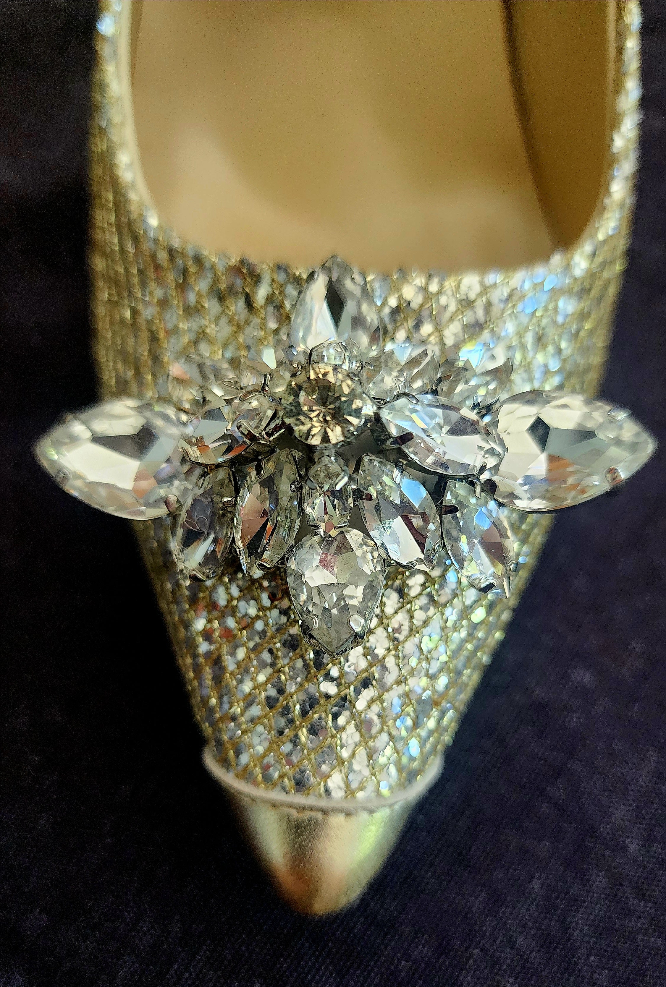 Jimmy Choo "Dempsey" crystal stilettos size 37 / 100mm heel