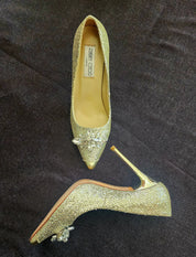 Jimmy Choo "Dempsey" crystal stilettos size 37 / 100mm heel