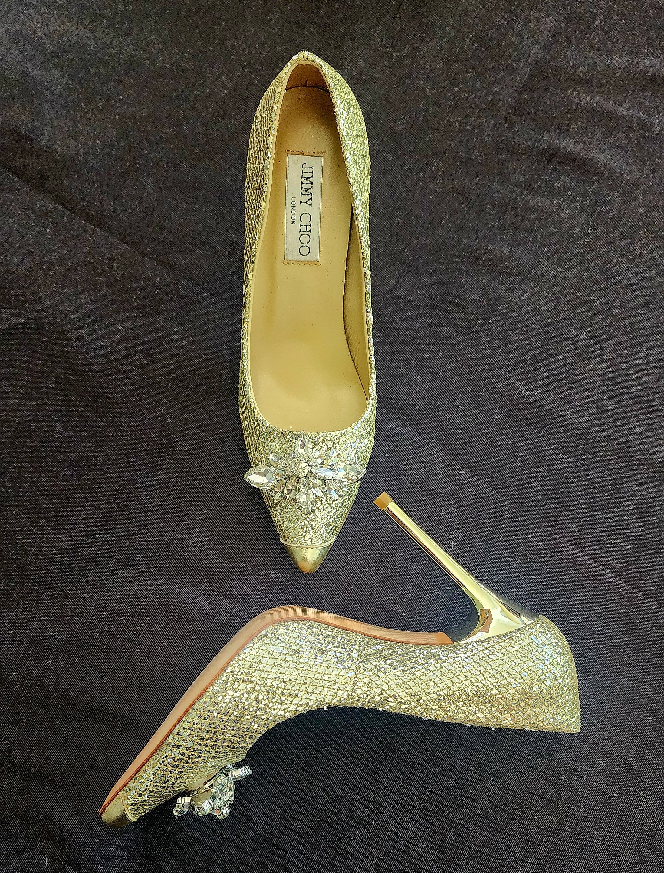 Jimmy Choo "Dempsey" crystal stilettos size 37 / 100mm heel
