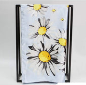 Anyyou Fashion Premium Satin Square Scarf -Black Daisy Silk-Feel Neckwrap for Women