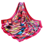 Anyyou Fashion Premium Satin Square Scarf – Pink Aqua Silk-Feel Neckwrap for Women