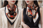 Anyyou Fashion Premium Satin Square Scarf – Blue Pink Silk-Feel Neckwrap for Women
