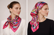 Anyyou Fashion Premium Satin Square Scarf – Pink Aqua Silk-Feel Neckwrap for Women