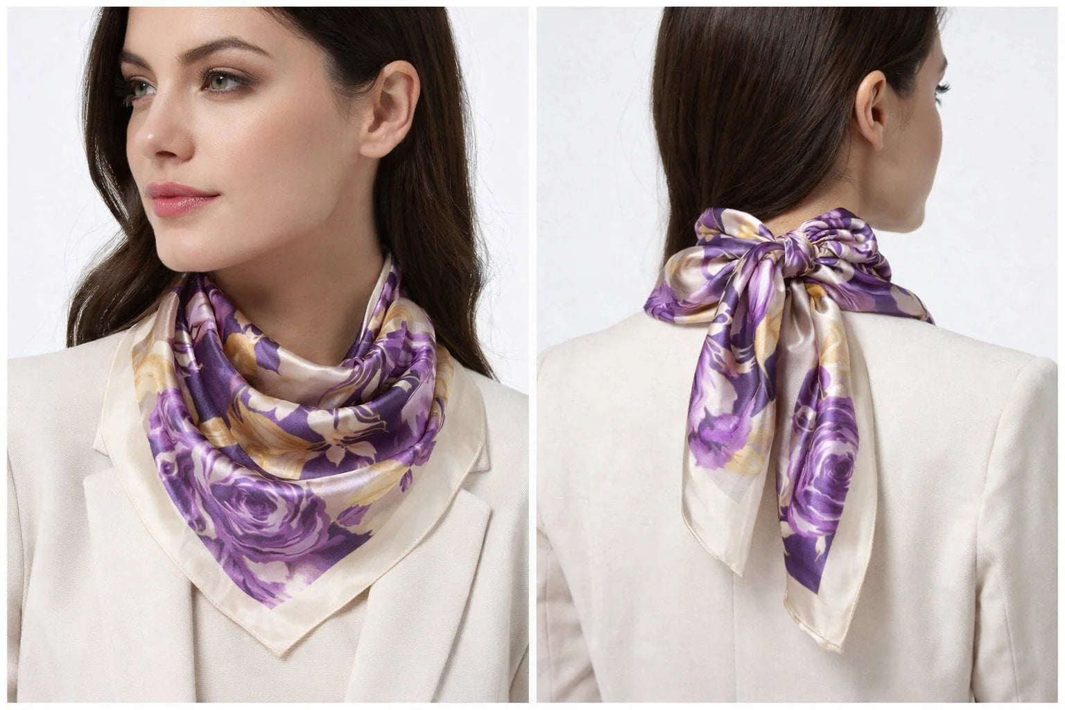 Anyyou Fashion Premium Satin Square Scarf – Purple Silk-Feel Neckwrap for Women