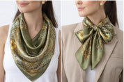 Anyyou Fashion Premium Satin Square Scarf – Army Green Silk-Feel Neckwrap for Women