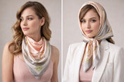 Anyyou Fashion Premium Satin Square Scarf – Grey Pink Silk-Feel Neckwrap for Women