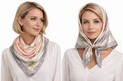 Anyyou Fashion Premium Satin Square Scarf – Grey Pink Silk-Feel Neckwrap for Women