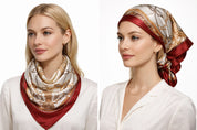 Anyyou Fashion Premium Satin Square Scarf – Beige Red 649 Silk-Feel Neckwrap for Women