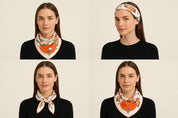Anyyou Fashion Premium Satin Square Scarf -Orange Silk- Feel Neckwrap for Women
