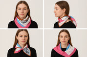 Anyyou Fashion Premium Satin Square Scarf -Dark Pink Silk- Feel Neckwrap for Women