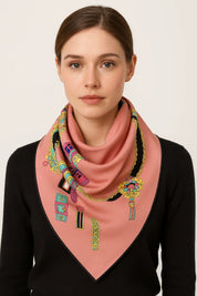 Anyyou Fashion Premium Satin Square Scarf –Pink Silk-Feel Neckwrap for Women