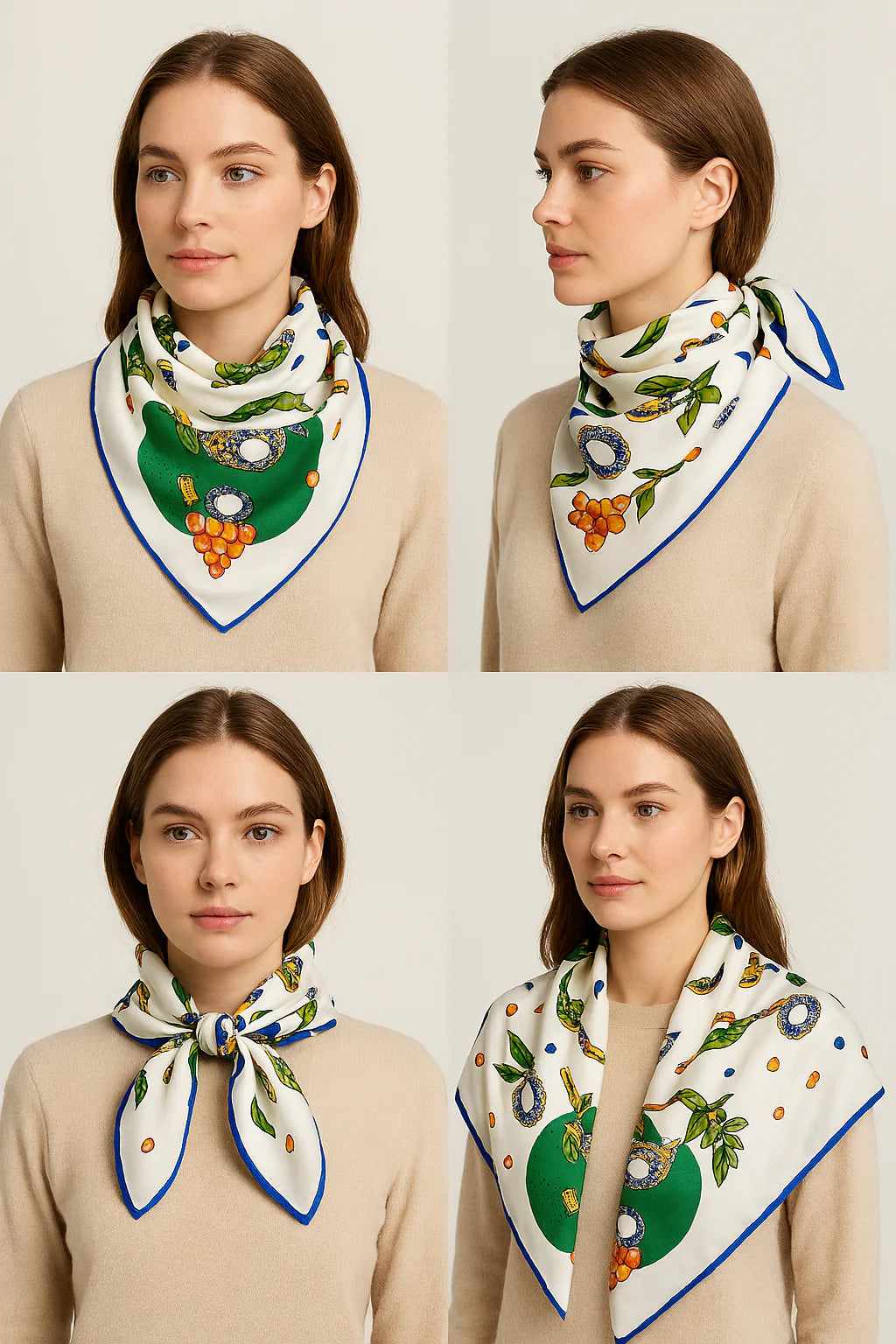 Anyyou Fashion Premium Satin Square Scarf -Green Silk-Feel Neckwrap for Women