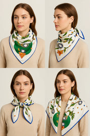 Anyyou Fashion Premium Satin Square Scarf -Green Silk-Feel Neckwrap for Women