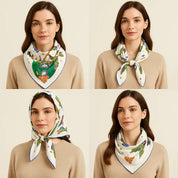 Anyyou Fashion Premium Satin Square Scarf -Green Silk-Feel Neckwrap for Women