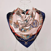 Anyyou Fashion Premium Satin Square Scarf – Blue Pink Silk-Feel Neckwrap for Women
