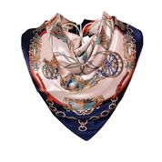 Anyyou Fashion Premium Satin Square Scarf – Blue Pink Silk-Feel Neckwrap for Women