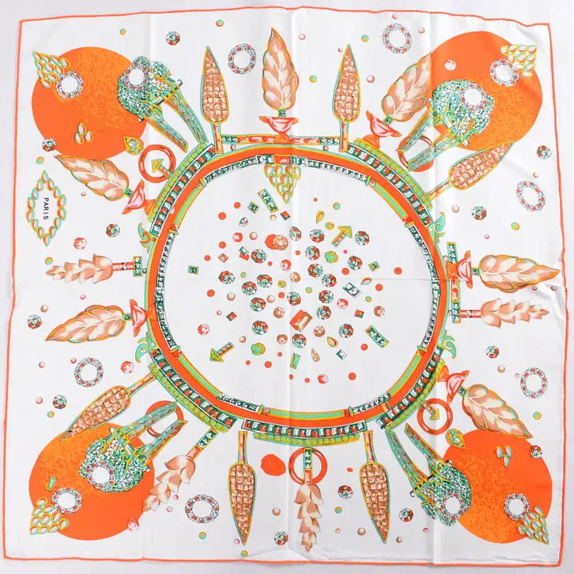 Anyyou Fashion Premium Satin Square Scarf -Orange Silk- Feel Neckwrap for Women