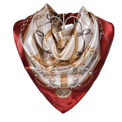 Anyyou Fashion Premium Satin Square Scarf – Beige Red 649 Silk-Feel Neckwrap for Women