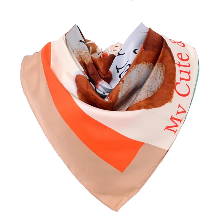 Anyyou Fashion Premium Satin Square Scarf -Khaki Silk Feel Neckwrap for Women