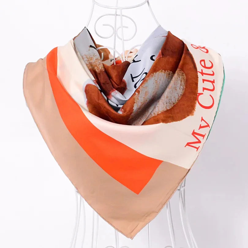 Anyyou Fashion Premium Satin Square Scarf -Khaki Silk Feel Neckwrap for Women