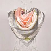 Anyyou Fashion Premium Satin Square Scarf – Grey Pink Silk-Feel Neckwrap for Women