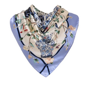 Anyyou Fashion Premium Satin Square Scarf – Vase Blue Floral Silk-Feel Neckwrap for Women