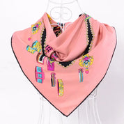 Anyyou Fashion Premium Satin Square Scarf –Pink Silk-Feel Neckwrap for Women