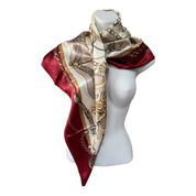 Anyyou Fashion Premium Satin Square Scarf – Beige Red 649 Silk-Feel Neckwrap for Women