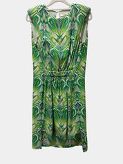 SASS & BIDE White/Blue/Green & Silver Dress with Detailed Cut out Hem Size 8