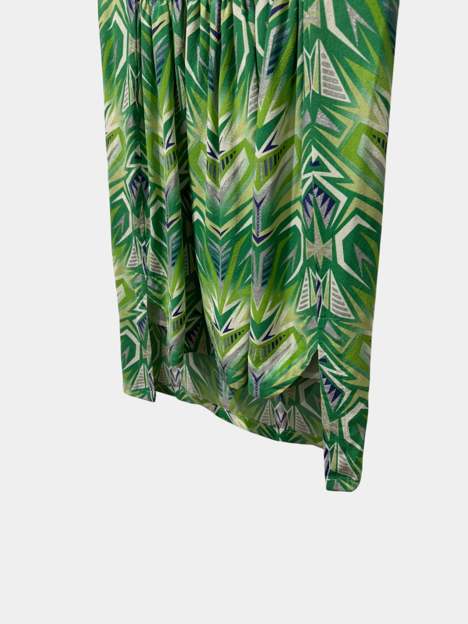 SASS & BIDE White/Blue/Green & Silver Dress with Detailed Cut out Hem Size 8