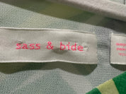 SASS & BIDE White/Blue/Green & Silver Dress with Detailed Cut out Hem Size 8