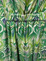 SASS & BIDE White/Blue/Green & Silver Dress with Detailed Cut out Hem Size 8