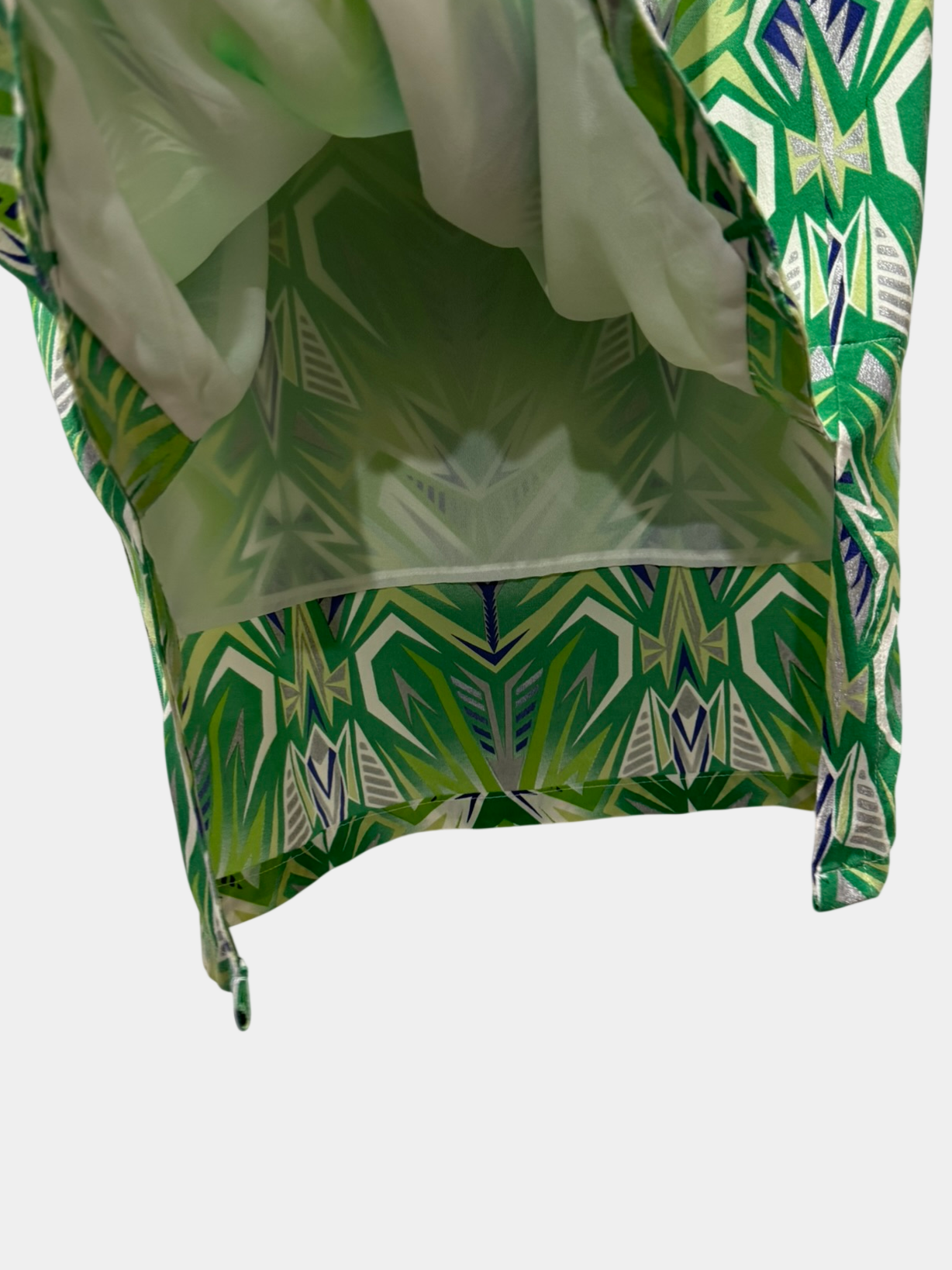 SASS & BIDE White/Blue/Green & Silver Dress with Detailed Cut out Hem Size 8