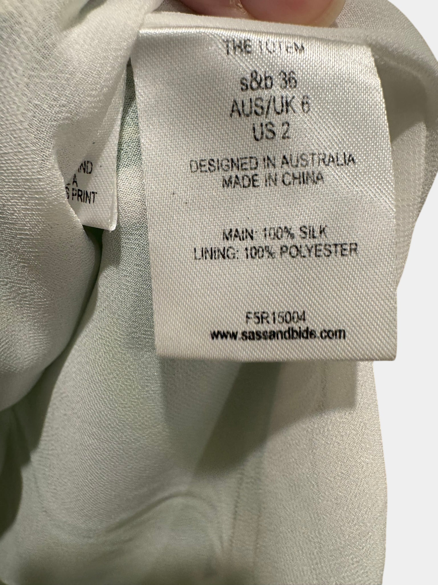 SASS & BIDE White/Blue/Green & Silver Dress with Detailed Cut out Hem Size 8