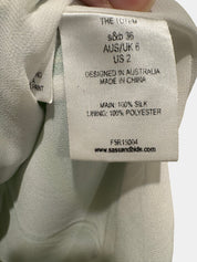 SASS & BIDE White/Blue/Green & Silver Dress with Detailed Cut out Hem Size 8