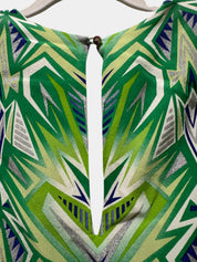 SASS & BIDE White/Blue/Green & Silver Dress with Detailed Cut out Hem Size 8