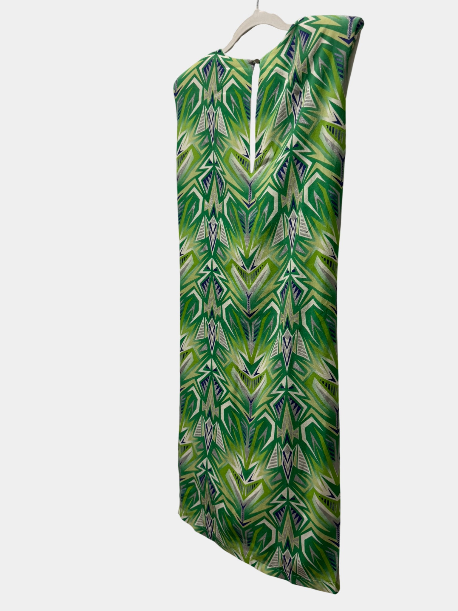 SASS & BIDE White/Blue/Green & Silver Dress with Detailed Cut out Hem Size 8