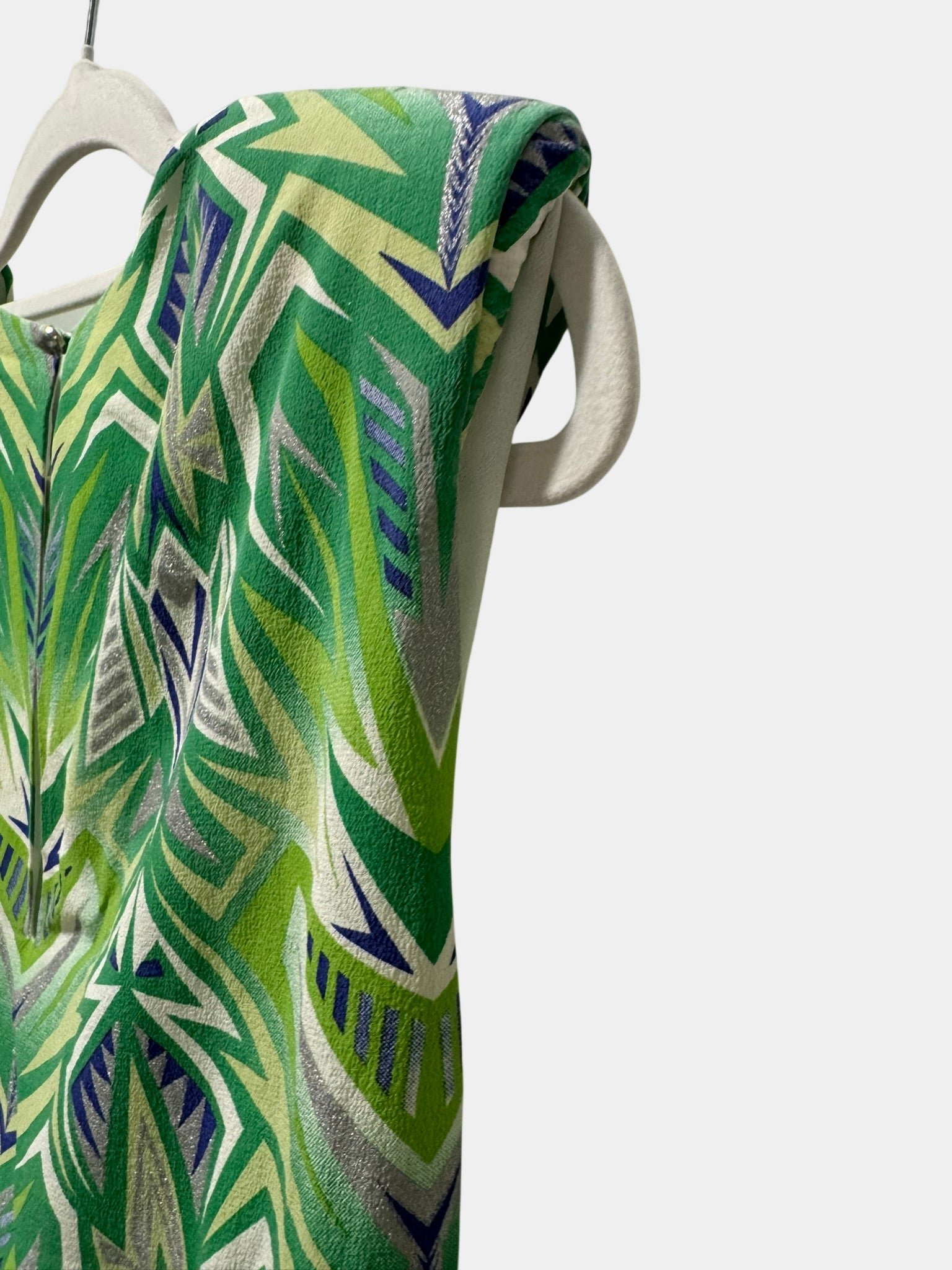 SASS & BIDE White/Blue/Green & Silver Dress with Detailed Cut out Hem Size 8