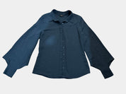 Cue Teal/Bottle Green Long Sleeve Button-Up Shirt Size 8