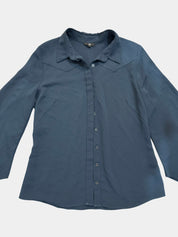 Cue Teal/Bottle Green Long Sleeve Button-Up Shirt Size 8