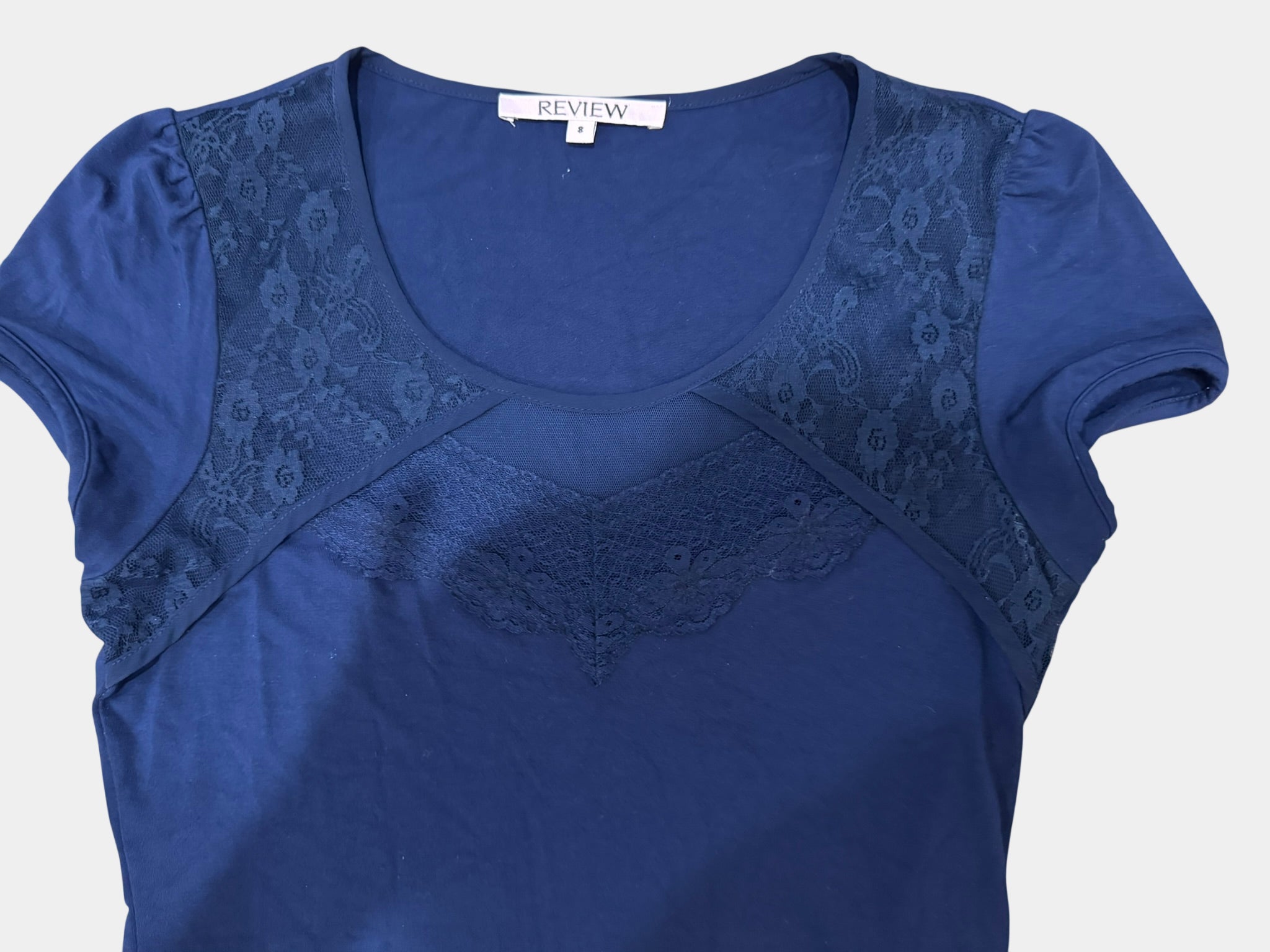 REVIEW Navy Blue Lace Top Size 8