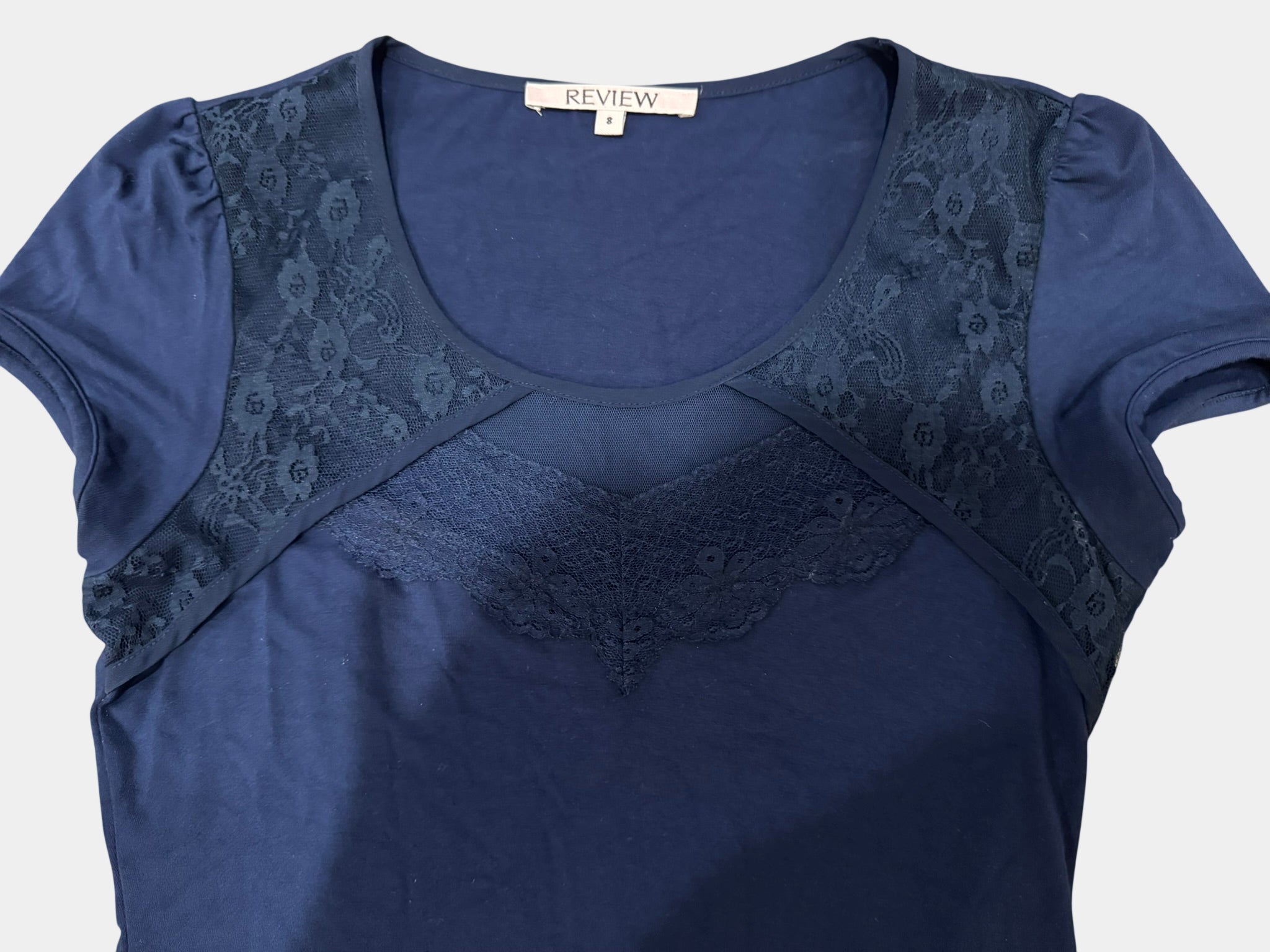 REVIEW Navy Blue Lace Top Size 8